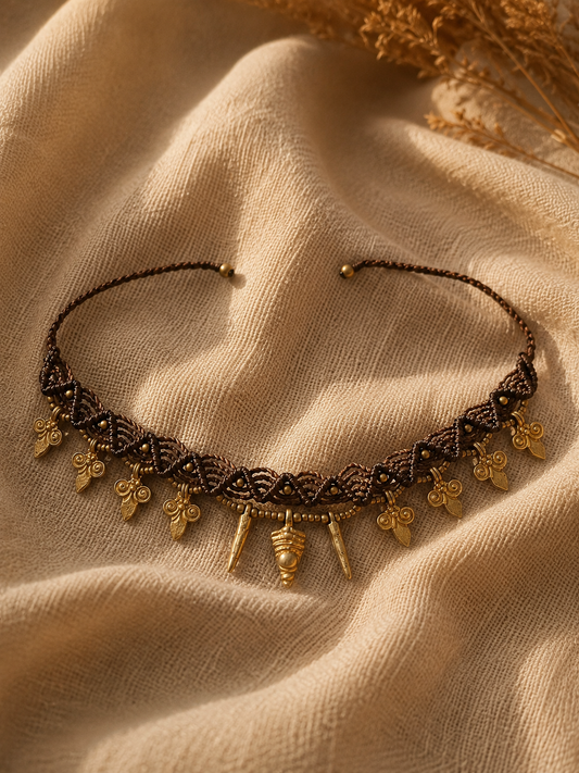 Brown charm anklet