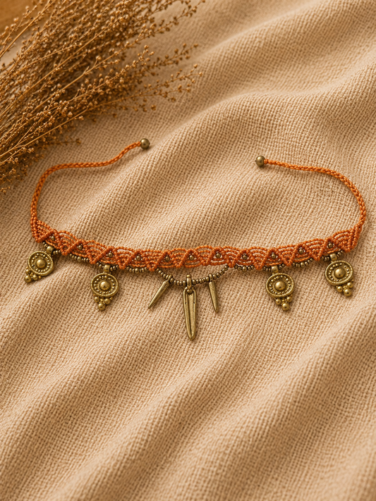 Orange charm anklets