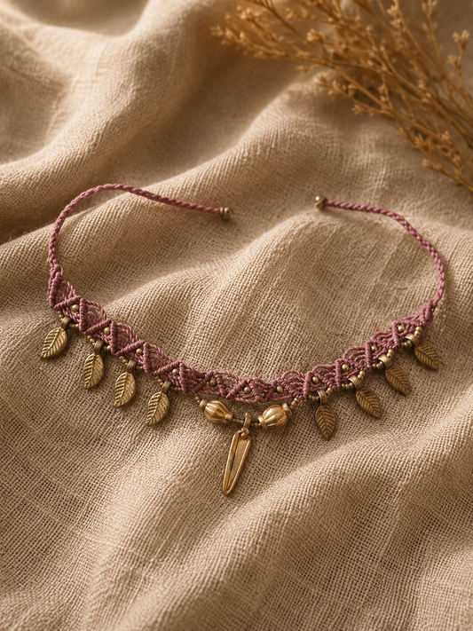 Purple charm anklet